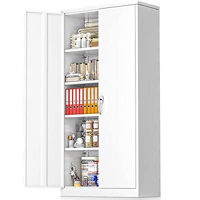 Metal Storage Cabinet with 2 Doors, Lockable Steel Storage Cabinet with 2  Doors and Adjustable Shelves, Steel Lockable File Cabinet, Locking Tool