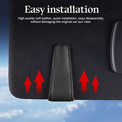 Sunglasses Holder for Car Sun Visor, Magnetic Genuine Leather Sunglass  Holder Clip, Car Organization Accessories(Black)