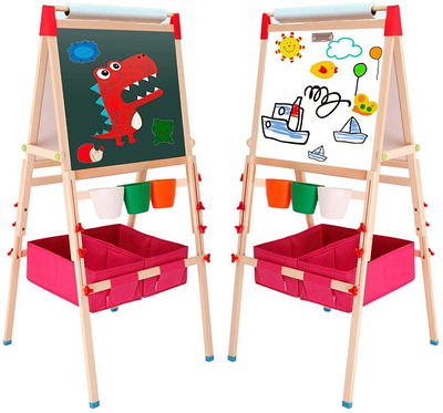 DUKE BABY 3-In-1 Kids Art Easel, Dry-Erase Board - Chalkboard - Paper Roll  - Red Color - Yahoo Shopping