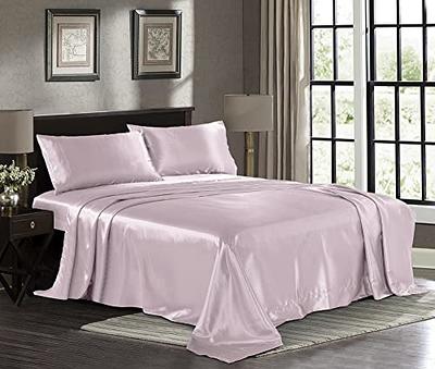 Daksh Linen Satin Sheets Queen Size Sets, 4 Piece Chocolate Satin