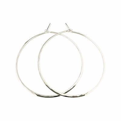 18 X 2mm 925 Sterling Hoop Earrings Handmade Solid Hammered 