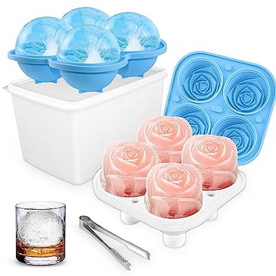 SKYCARPER Round Ice Cube Tray with Lid,Plastic Ice Cube Mold,Refrigerator Spherical Ice Box,Mini Ice Mold Kitchen Tools,1Pcs,Blue