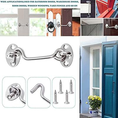 Buy Cabin Hook Eye Latch 4 Inch Heavy Duty Lock Hook and Eye Latch Solid  Stainless Steel Thicken Bar Door Lock with ing Screws for Barn Door,  Bathroom, Window, Sliding Door, Bedroom (