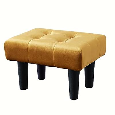 Small Footstool Ottoman,Velvet Soft Footrest Ottoman With Wood Legs,Sofa  Footrest Extra Seating For Living Room Entryway Office