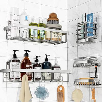 Dyiom Shower Caddy, Shower Shelves [5-Pack], Adhesive Shower Organizer No Drilling, Large Capacity