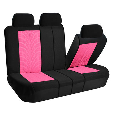 FH Group Universal Ultra Front Set Car Seat Cushions with Colorful (Purple) Stitching with Bonus Air Freshener