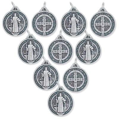 Caritas et Fides Bulk Pack of 10 - St. Benedict Medal Pendant - 3/4 Inch  Round Silver Oxidized St. Benedict Medals for Necklace, Medals for Jewelry  Catholic, Made in Italy - Yahoo Shopping