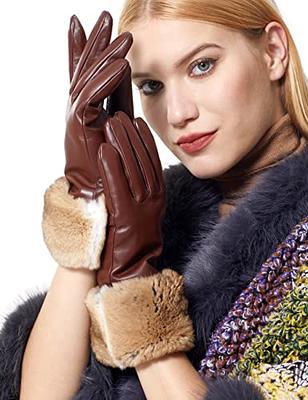 Leather Gloves for Men,Winter Sheepskin Leather Driving Gloves,Touchscreen  Wool Fleece Lined Warm Gloves for Gift