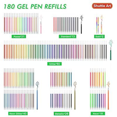 Gel Pens, Shuttle Art 180 Pack Gel Pens Set, 12 Assorted Colors