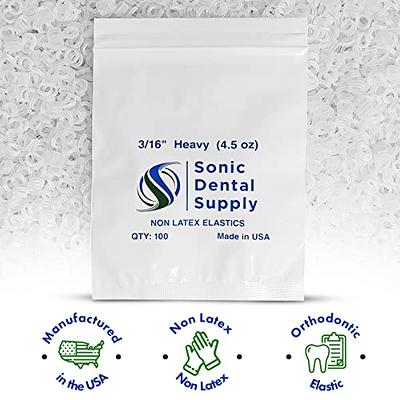 1/4 inch Heavy 4.5 oz - Orthodontic Elastic Rubber Bands - 100 Pack - Clear  Latex Free, Small, Braces, Dreadlocks Hair Braids, Tooth Gap, Packaging