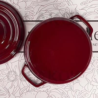 OLLAKOK 3.2 QT Enameled Cast Iron Dutch Oven with Lid Dual Handles