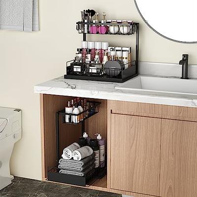 Under Sink Organizer and Storage, 2 Tier Rustproof Under Cabinet Storage,  Sliding Kitchen Sink Organizer for Kitchen Bathroom