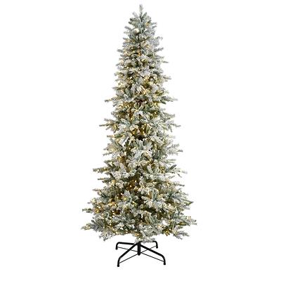 WELLFOR Remote Control Tree 7.5-ft Pre-Lit Flocked Artificial Christmas Tree with LED Lights | CM-HFY-23512US