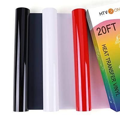 HTVRONT HTV Vinyl Rolls White Iron on Vinyl - 12 x 100ft HTV Vinyl for  Shirts, White Heat Transfer Vinyl for Cricut & Cameo - Easy to Cut & Weed  for