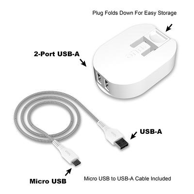 onn. Micro-USB to USB-C Adapter, White 