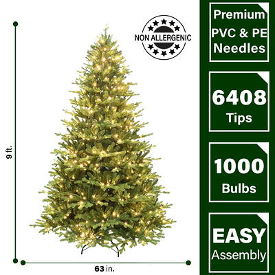 Angeles Home 7.5 ft. White Pre-Lit Hinged Artificial Christmas Tree with Remote Control Lights