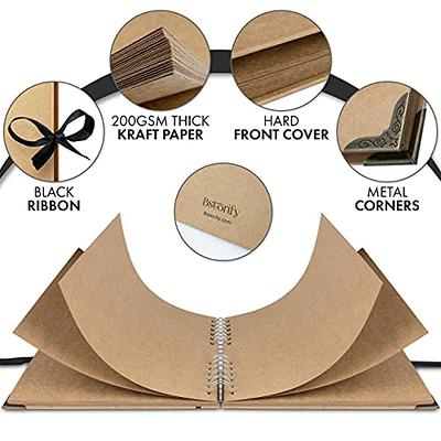 Bstorify Scrapbook Album 60 Pages (8 x 8 inch) Brown Thick 200gsm Kraft Paper, Photo Album Scrapbook, Memory Book - Ideal for Your Scrapbooking