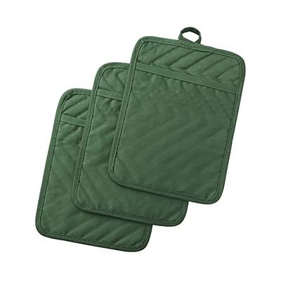 Anyi Pot Holders and Oven Mitts 7 X 9 Heat Resistant Cotton Pocket Pot  Holder Set Feature of Non Slip Kitchen Hot Pad Oven Mitts, 3-Pack (Hunter  Green) - Yahoo Shopping