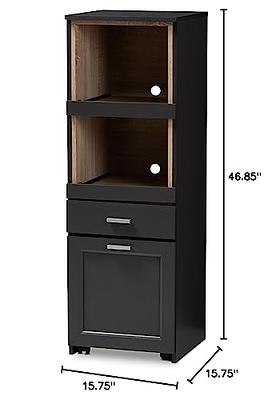 Baxton Studio Damian Kitchen Cabinet Dark Grey Oak Brown Yahoo