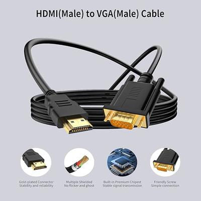 HDMI to VGA Adapter Cable 6FT, iXever Gold-Plated HDMI to VGA Cable Male to  Male 1080P Compatible for Computer, Desktop, Laptop, PC, Monitor