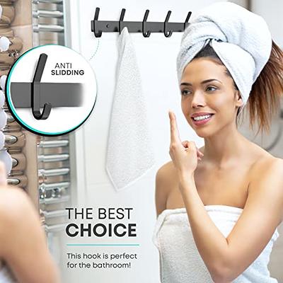SAYONEYES Matte Black Self Adhesive Towel Hooks for Bathroom Wall