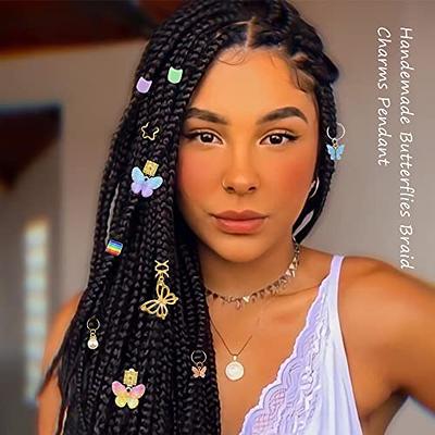  30 PCS Hair Accessory Includes 20 PCS Hair Accessory Colorful  Hair String Hair Thread Yarn and 10 PCS Acrylic Leaf Charm African Braids  Clip for Black Women and Girls (multicolor) 