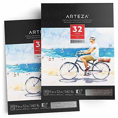 Arteza Watercolor Paper Pad, 9x12 inch, Pack of 2 (32 Sheets Each), Cold  Pressed Watercolor Sketchbook, 140lb/300gsm Acid Free Watercolor Paper, Art  Supplies for Watercolors & Mixed Media Drawing - Yahoo Shopping