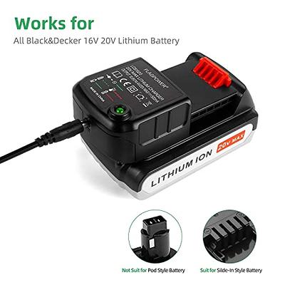 Black & Decker Battery Charger, 20V LCS1620 Lithium Battery Charger for All  Black & Decker LB20 LBX20 LBX4020 