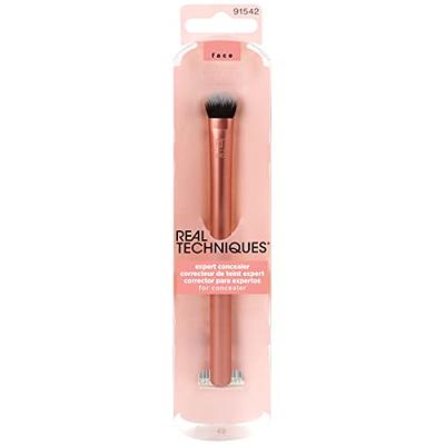  Real Techniques Expert Concealer Brush, Ultra Plush Custom Cut  Synthetic Taklon Bristles & Extended Aluminum Ferrules, Uniquely Shaped  Brush Head, For Even Coverage, Orange Face Brush, 1 Count : Beauty 