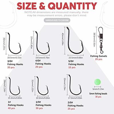 Hilitchi 200 Pcs 6 Sizes Fishing Hooks Offset Point Design in High