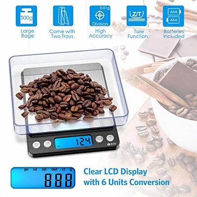 KitchenTour Digital Kitchen Scale 3000g/0.1g High Accuracy Precision Food  Meat Scale with Small 2 Trays,6 Units(2*Batteries Included) 