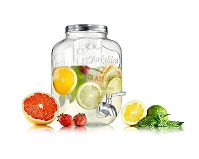 1 Gallon Glass Water Dispenser with Stainless Steel Spigot & Chalkboard -  100% Leakproof Beverage Dispenser Mason Jar Drink Dispenser Gallon Jug 