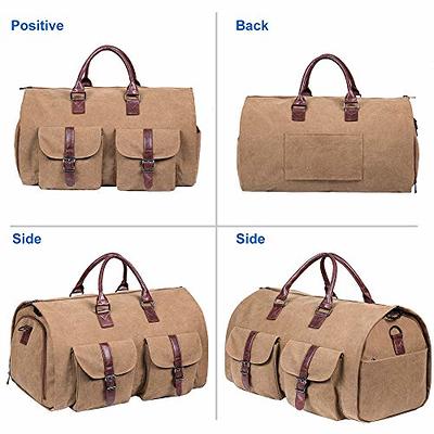 Seyfocnia Convertible Travel Hanging Garment Suit Bag Brown Carry Duffle  Luggage