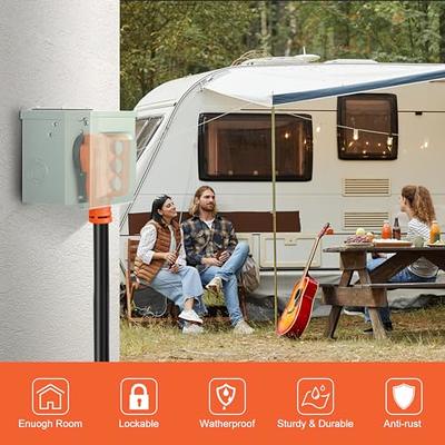 30 Amp 125 Volt RV Power Outlet Box, NEMA TT-30R RV Receptacle, Enclosed  Weatherproof Lockable Outdoor Electrical Panel Outlet for Temporary Hookup  RV Camper Travel Trailer 