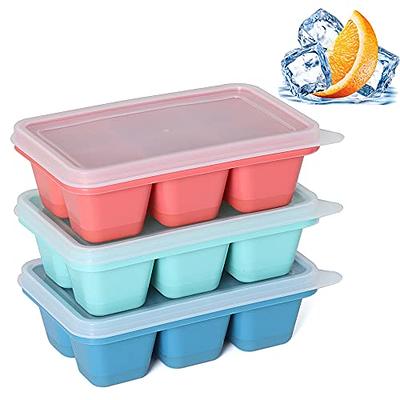 KOCHBLUME Set of (2) 9-Cube Silicone Ice Trays with Lid