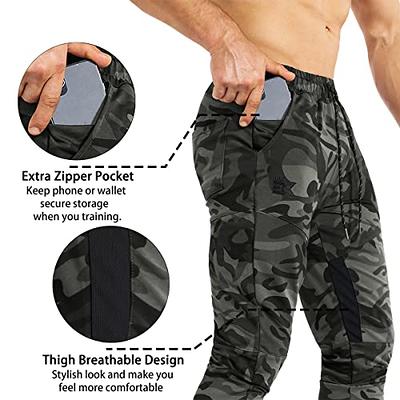 BROKIG Mens Jogger Sport Pants, Casual Zipper Gym Workout Sweatpants  Pockets Black Medium