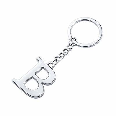 YJT Keychain Initial Letter Key Chain Silver for Men Women Personalized Alphabet Monogram Keychain for Car Keys