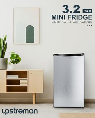 Upstreman 3.2 Cu.Ft Mini Fridge with Freezer, Single Door Mini Fridge,  Adjustable Thermostat, Mini Refrigerator for Dorm, Office, Bedroom,  Stainless Steel-SR321 - Yahoo Shopping