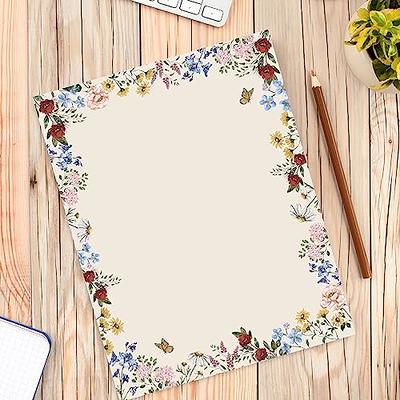 AnyDesign 60 Sheet Retro Flower Stationery Letterhead Paper Vintage Floral  Writing Paper Retro Floral Paper Notes Greeting Paper for Wedding Birthday