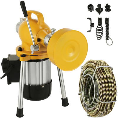 50' x 3/8 Drain Cleaner 250W Drain Cleaning Machine Sewer Clog w/ Cutters