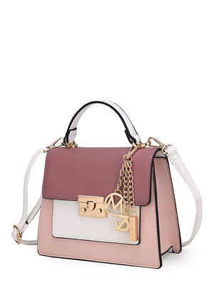 MKF Collection Kennedy Vegan Leather Women's Small Crossbody Satchel  Handbag by Mia K., Pink 