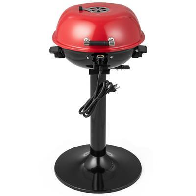 1600W Electric BBQ Grill with Removable Non-Stick Warming Rack-Red | Costway