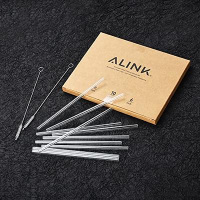 ALINK Reusable Glass Straws, 12 Pack, 8.5 inch x 10 mm