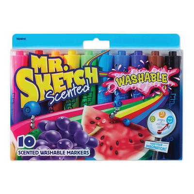 Mr. Sketch Scented Stix Markers, Fine Tip, Assorted Colors, 10-Count