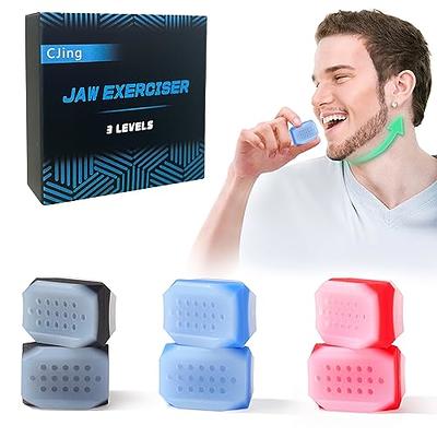 Jawline Exerciser for Men & Women - 8 pcs Powerful Jaw Trainer - 4  Resistance Levels - Double Chin Reducer Eliminator - Silicone Jaw Toner  Tablets 