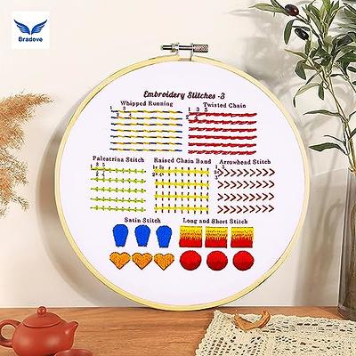  Bradove 4 Set Embroidery Stitches Practice Kit, Embroidery Kit  for Beginners with Embroidery Patterns, Beginner Embroidery Kit, Embroidery  Kits for Adults, Hand Embroidery Kit for Kids