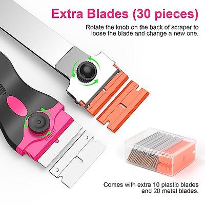 BOSTMUNY Razor Blade Scraper, 2-in-1 Pink Razor Scraper Gift for Women, Scraper  Tool Set with 30Pcs Razor Blades for Removing Window Labels, Decals,  Stickers, Glass Stove Top (2 Pack) - Yahoo Shopping