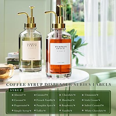 1 Set Coffee Syrup Dispenser for Coffee Bar, Coffee Pump Dispenser, Glass  Syrup Bottle w. Pump, 16.9 oz 500 ml, Set of 2, Gold Upgraded Pump