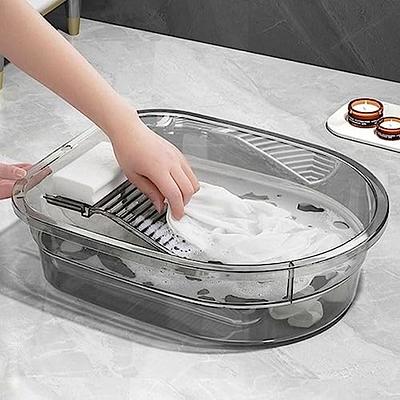 Hand Wash Board, Hand Washing Clothes Bucket Portable Anti Slip Transparent  Cleaning Basin, Washboard Basin, for baby home Clothes Outdoor Transparent  Grey 
