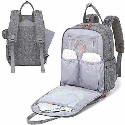 Babbleroo Baby Changing Bag Backpack, Nappy Changing Back Pack Diaper Bags with Changing Mat & Pacifier Holder for Mom & Dad (Black)